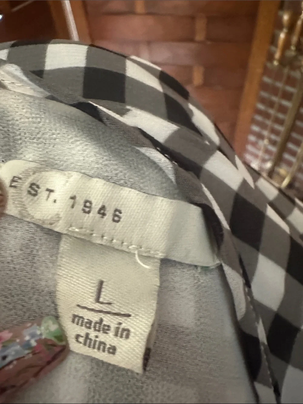 NWOT Cato Black & White Gingham Cold-Shoulder Blouse - Picture 2 of 4